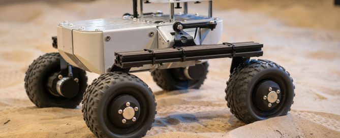 A rover on the Exterres Laboratory Surface Simulation