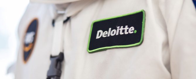 Deloitte patch on space suit