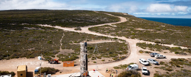 Photo of rocket at the Whalers Way Orbital Launch Complex in South Australia