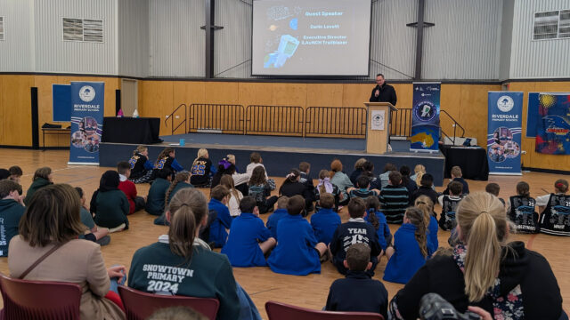 Group of school kids at the 2025 Kids in Space program final