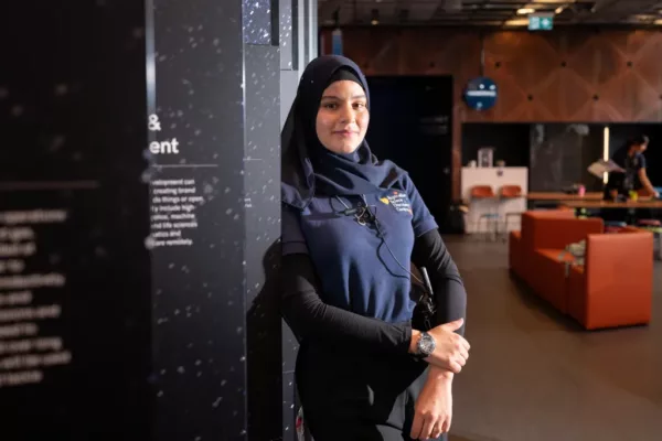 Shaghaf Abumustafa at the Australian Space Discovery Centre. Picture: Morgan Sette
