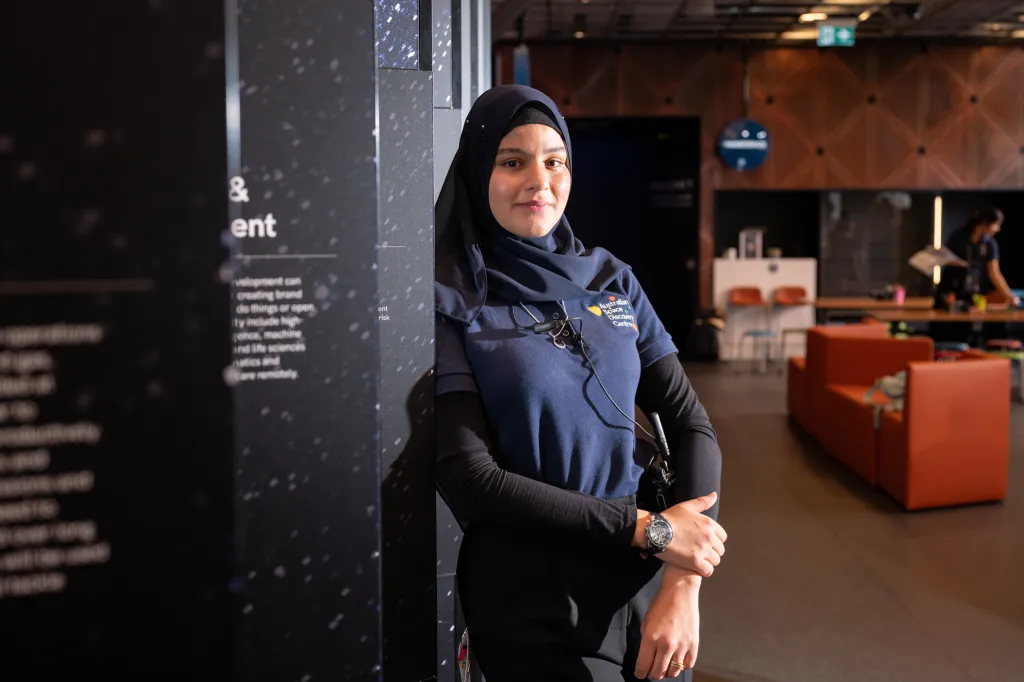 Shaghaf Abumustafa at the Australian Space Discovery Centre. Picture: Morgan Sette