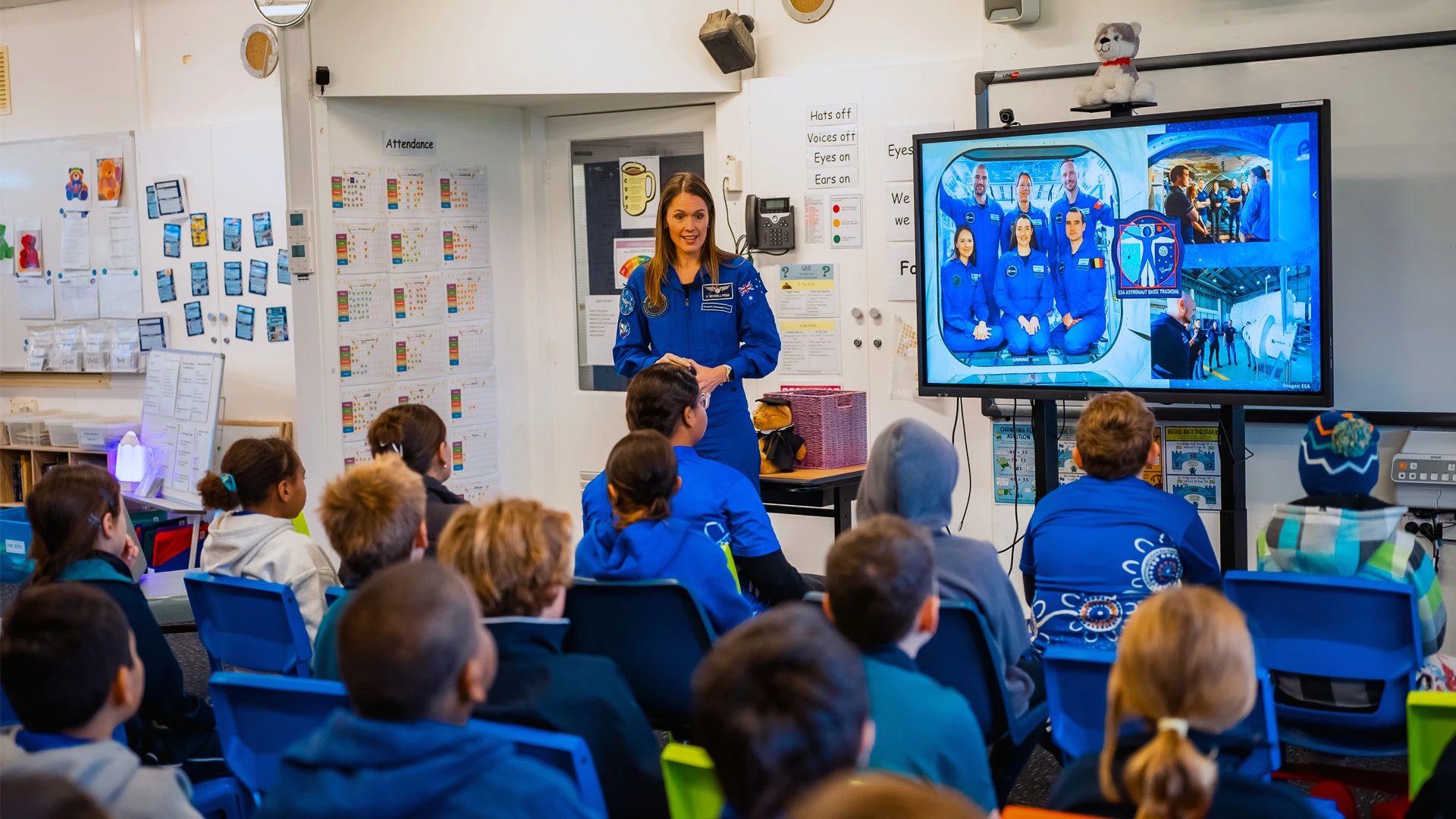 SASIC Regional Engagement Program Australian astronaut talking to a room full of students
